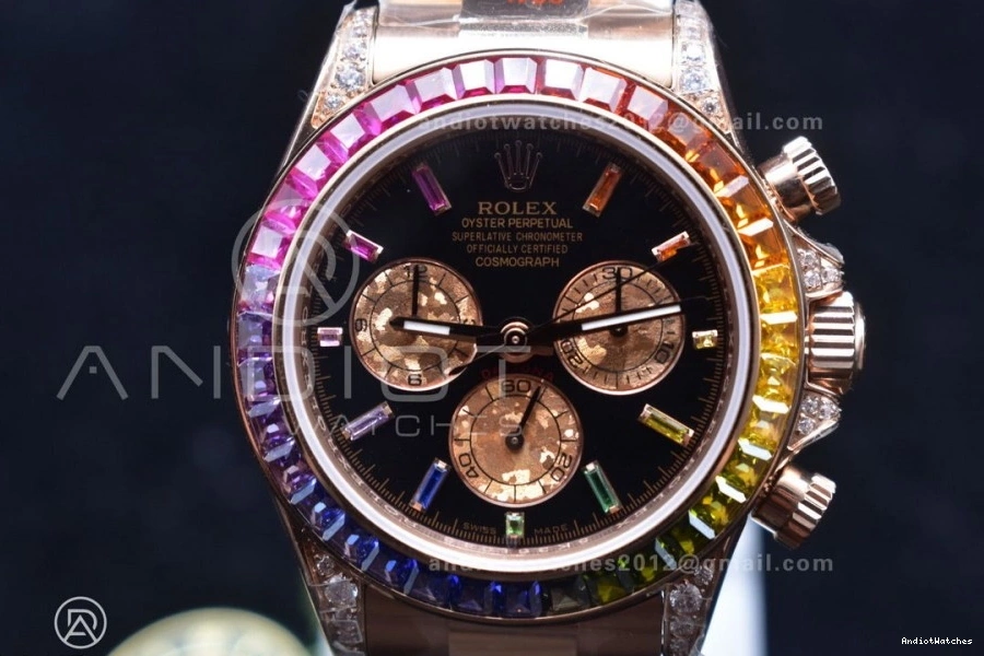 on TWF Edition Bracelet RG 428 Dial Black Crystal Rainbow YG 116595RBOW Best A Daytona Classic 0719